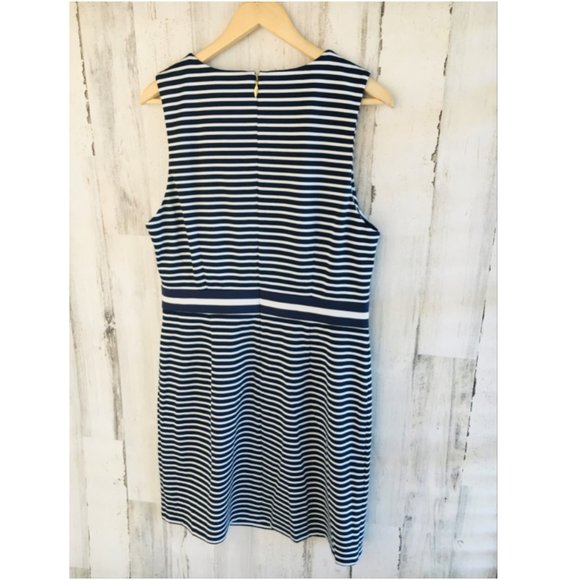 Draper James Striped Ponte Sheath Dress Navy Work - Picture 8 of 12